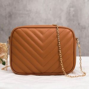 Small Solid Color Chevron Chain Cross Body Shoulder Bag Purse New Multiple Color